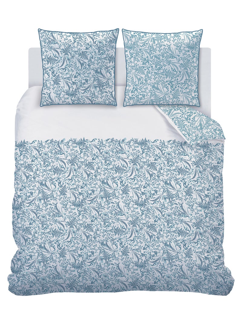 Parure de lit imprimée 100% coton, VEGETALIS Bleu - Kiabi