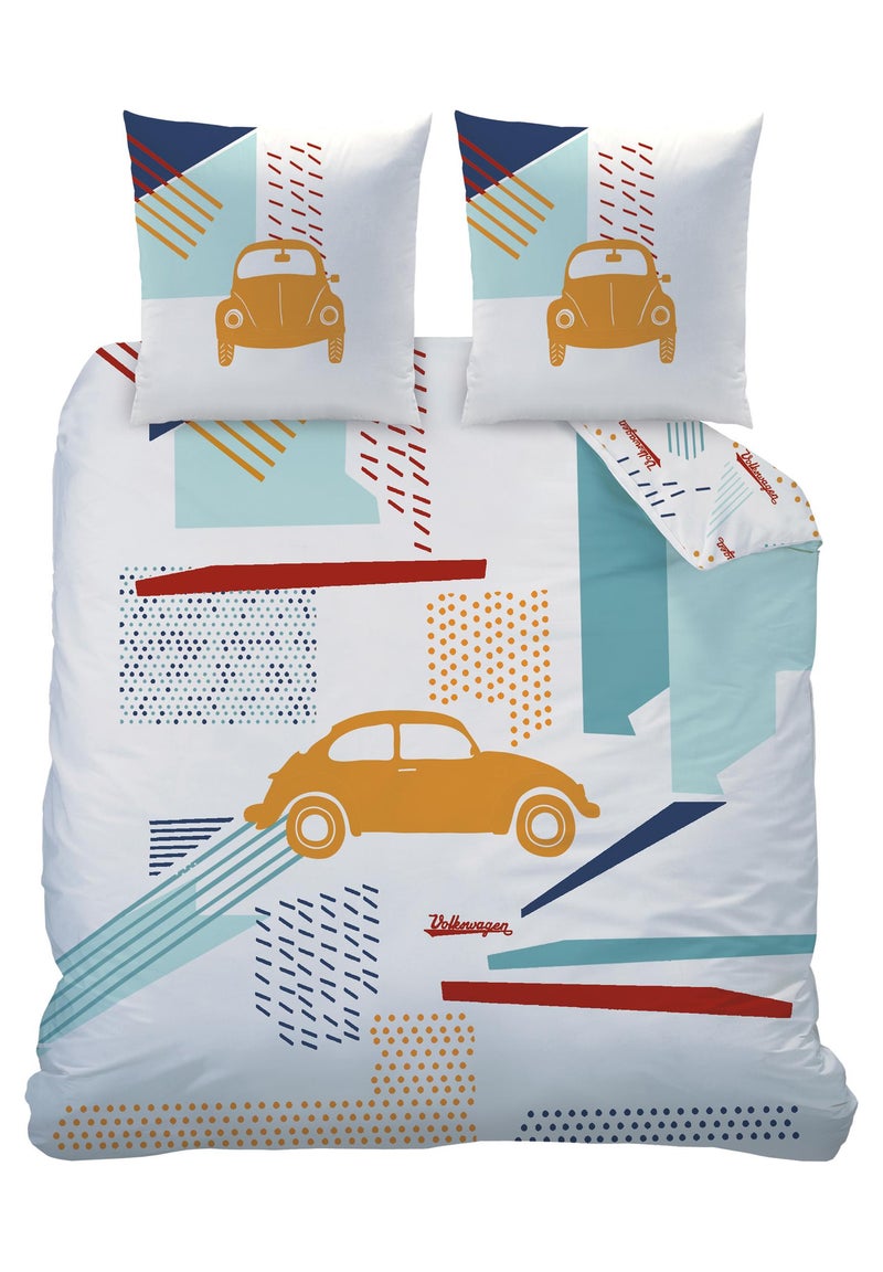 Parure de lit imprimée 100% coton, VOLKSWAGEN POP Blanc - Kiabi