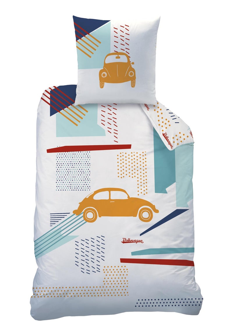 Parure de lit imprimée 100% coton, VOLKSWAGEN POP Blanc - Kiabi