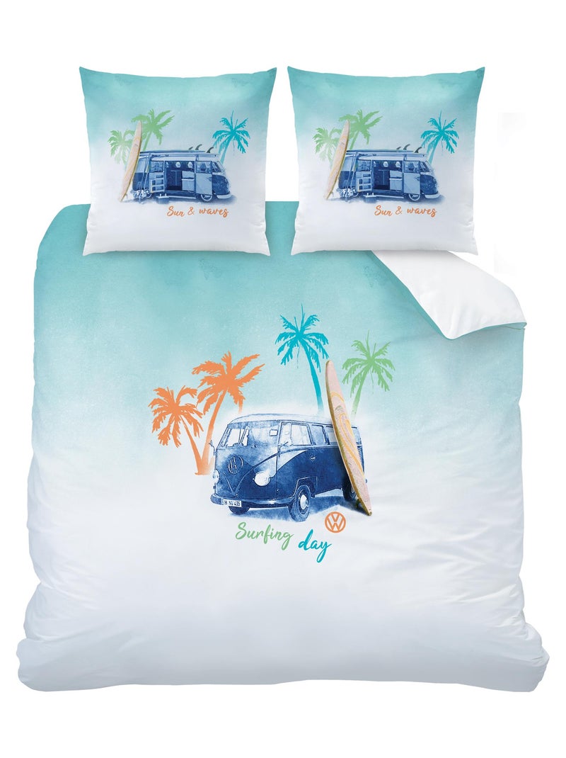 Parure de lit imprimée 100% coton, Volkswagen Surf Blanc - Kiabi
