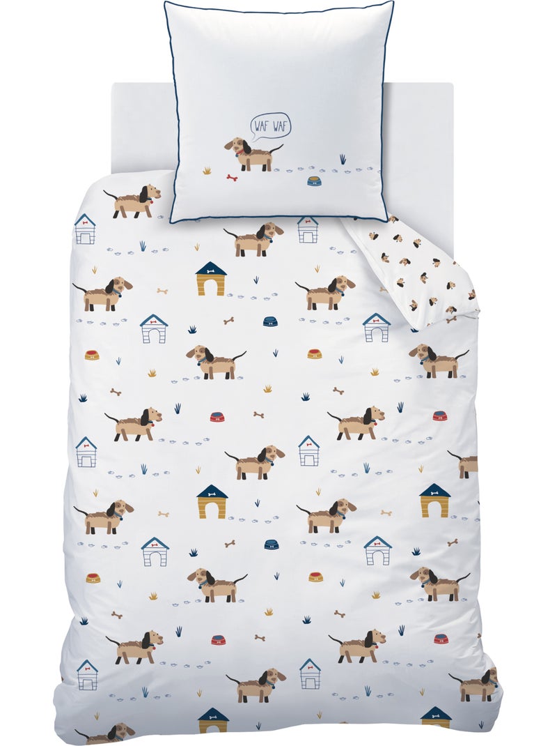 Parure de lit imprimée 100% coton, WAF WAF Blanc - Kiabi