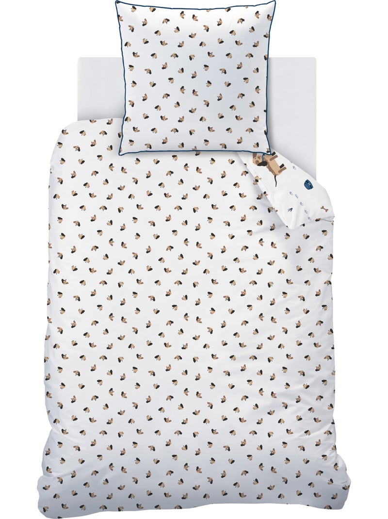 Parure de lit imprimée 100% coton, WAF WAF Blanc - Kiabi