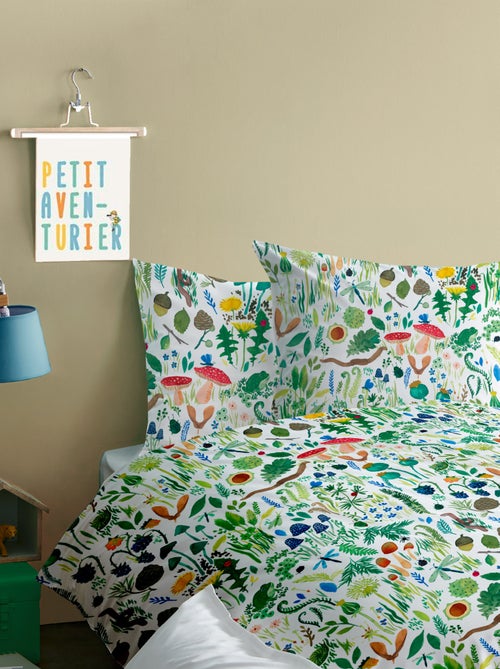 Parure de lit imprimée 100% coton, WEE BLUE BELL FAUNE ET FLORE - Kiabi