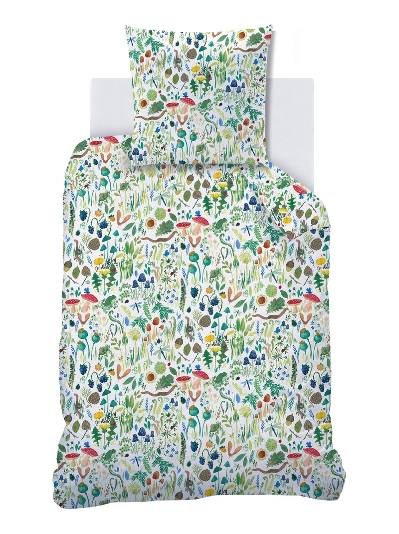 Parure de lit imprimée 100% coton, WEE BLUE BELL FAUNE ET FLORE Multicolore - Kiabi