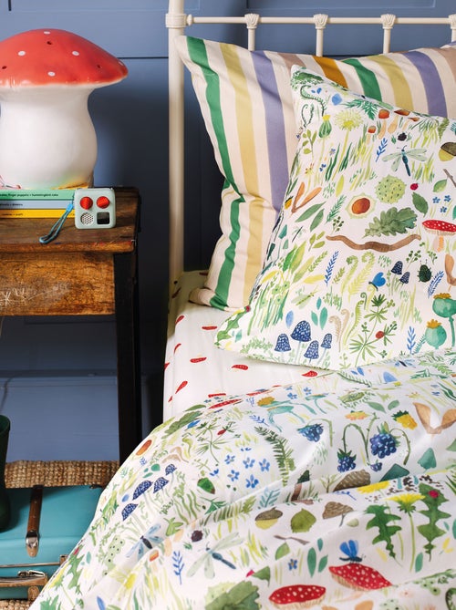 Parure de lit imprimée 100% coton, WEE BLUE BELL FAUNE ET FLORE - Kiabi