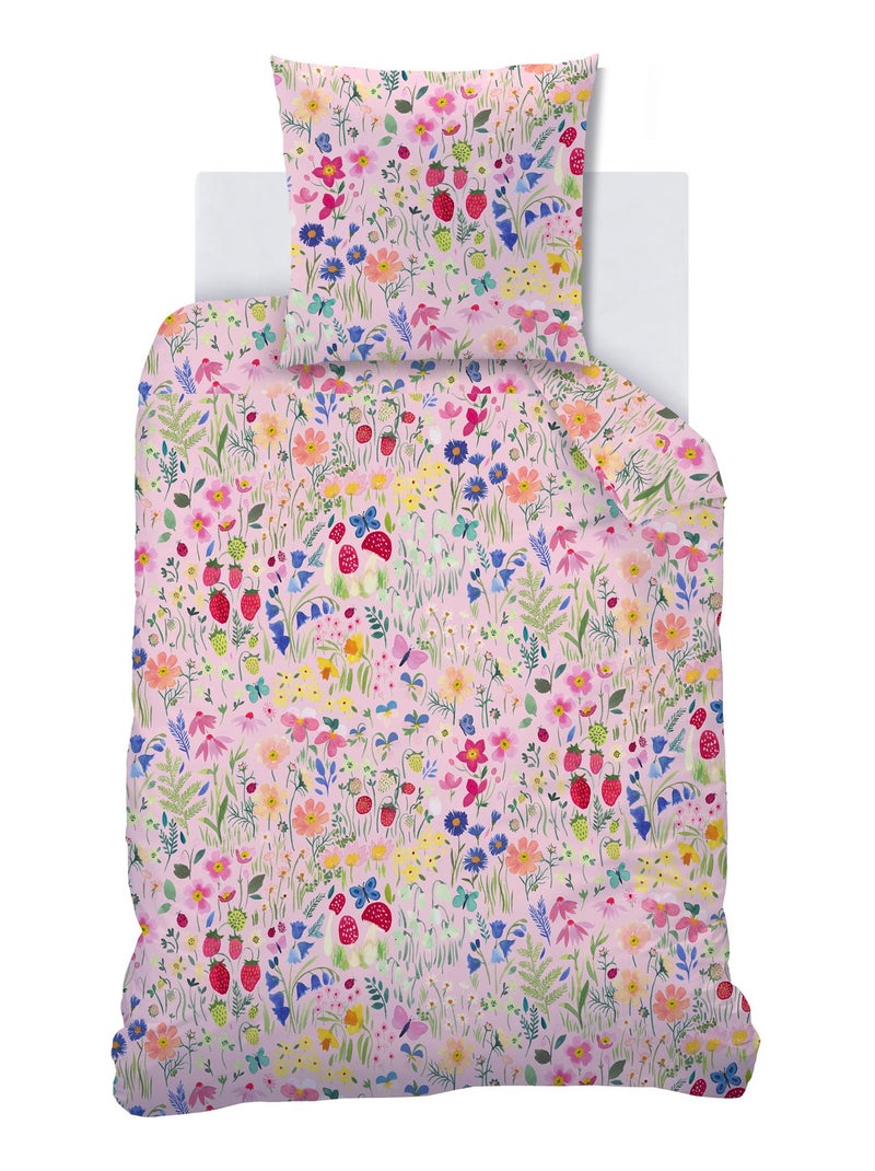 Parure de lit imprimée 100% coton, WEE BLUE BELL JARDIN SECRET Rose - Kiabi