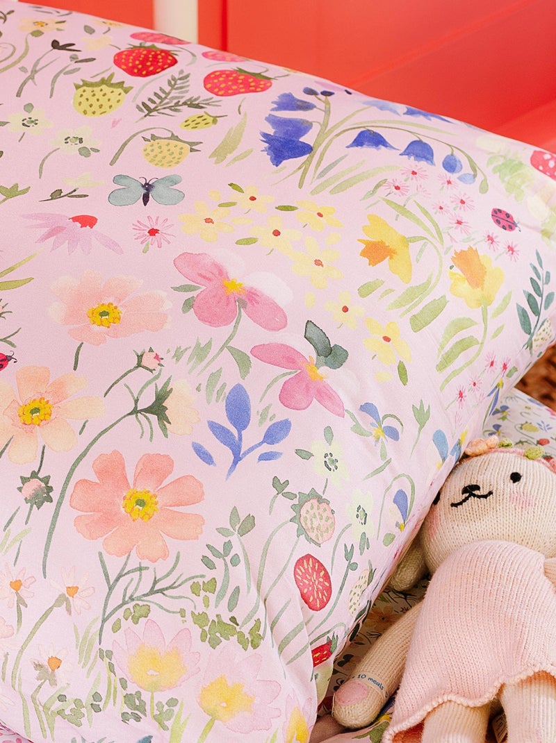 Parure de lit imprimée 100% coton, WEE BLUE BELL JARDIN SECRET Rose - Kiabi