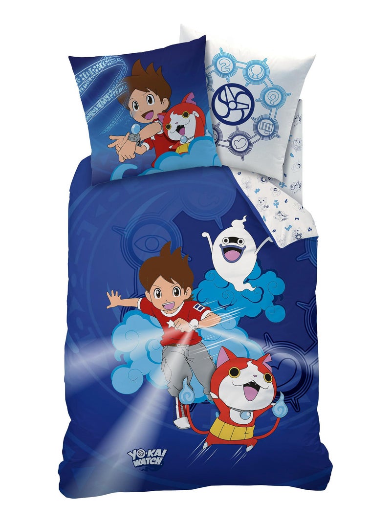 Parure de lit imprimée 100% coton, YO-KAI WATCH GANG Bleu - Kiabi
