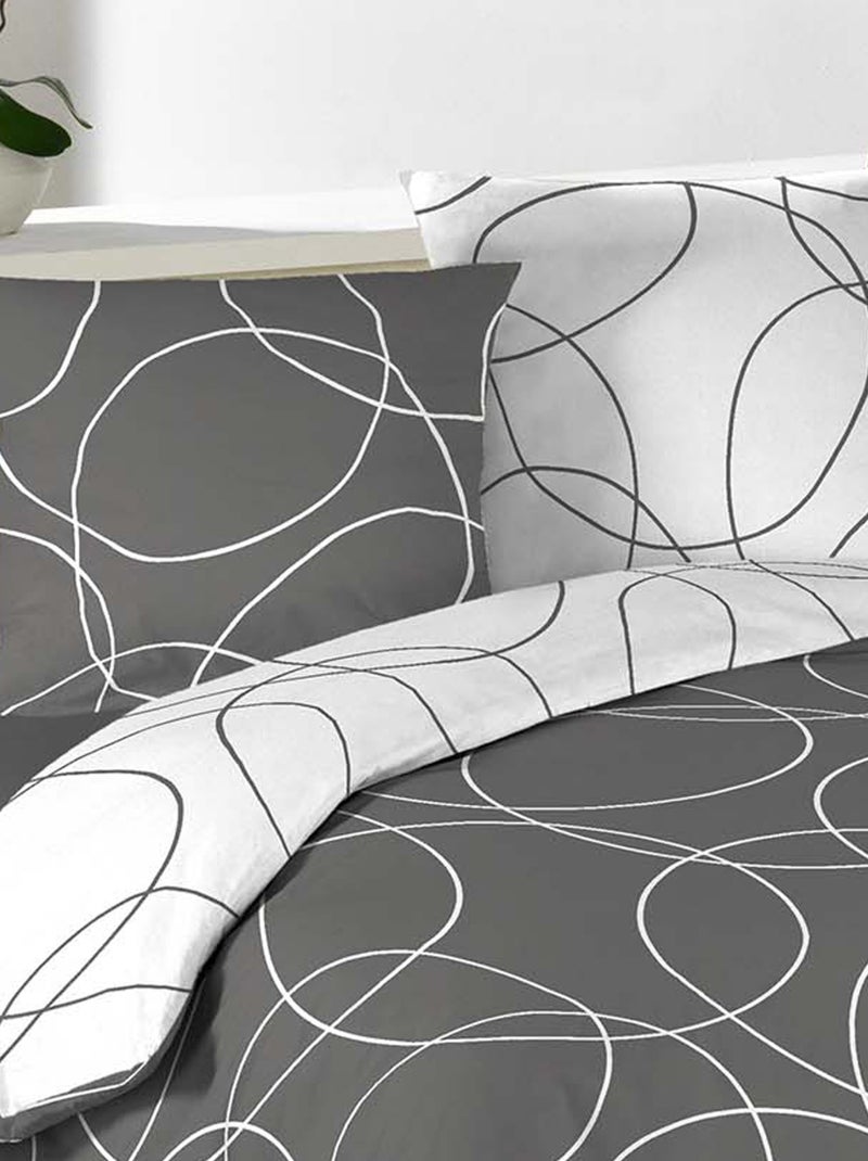 Parure de lit imprimée "Cercles" Gris foncé - Kiabi