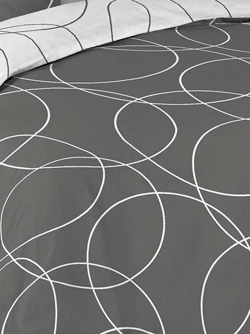 Parure de lit imprimée "Cercles" Gris foncé - Kiabi