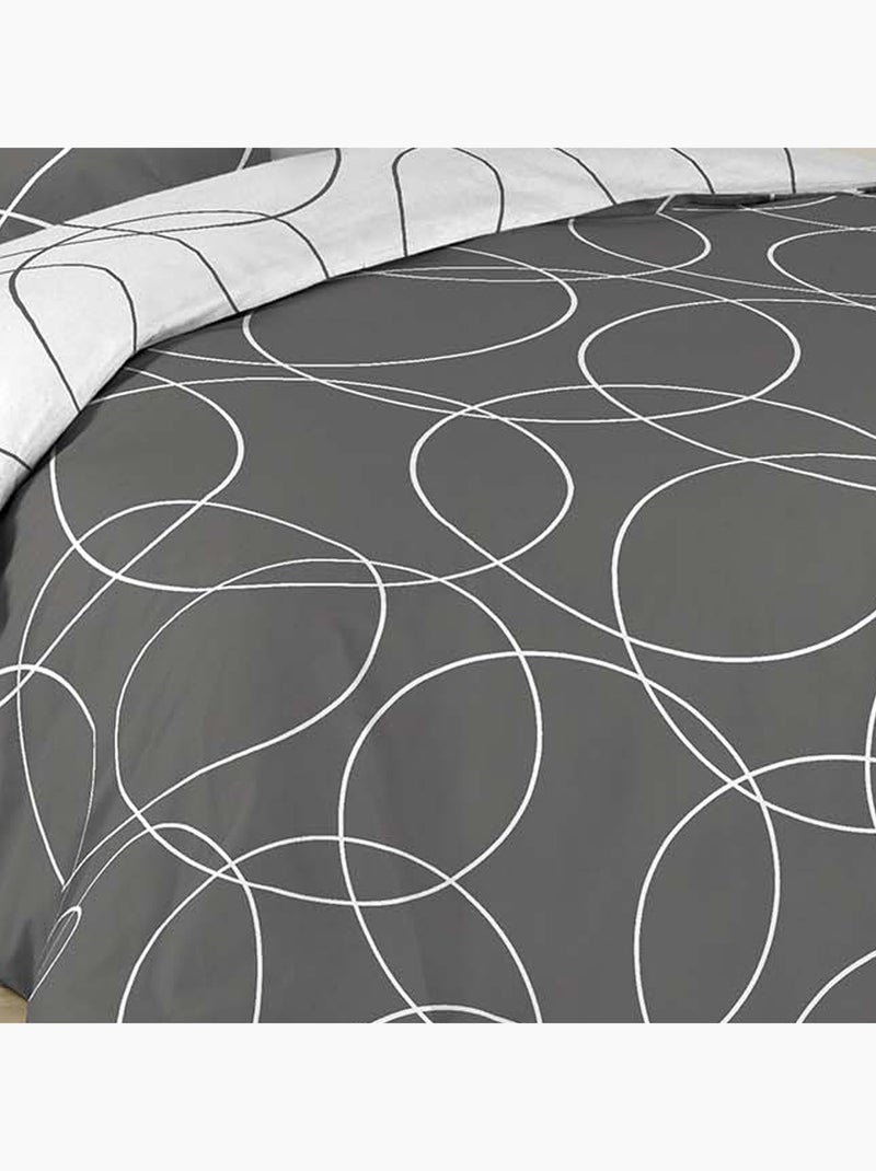 Parure de lit imprimée "Cercles" Gris tourterelle - Kiabi