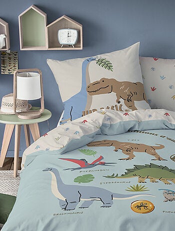 Parure de lit imprimée dinosaures 100% coton, JURASSIC WORLD SICJU