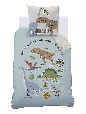 Parure de lit imprimée dinosaures 100% coton, JURASSIC WORLD SICJU