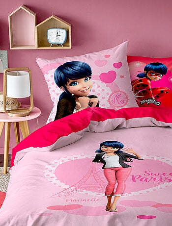 Parure de lit imprimée double face 100% coton, MIRACULOUS LADYBUG HÉROÏNE