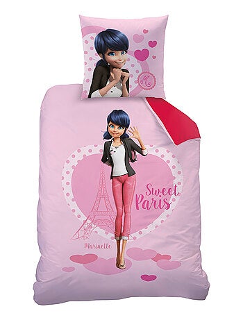 Parure de lit imprimée double face 100% coton, MIRACULOUS LADYBUG HÉROÏNE