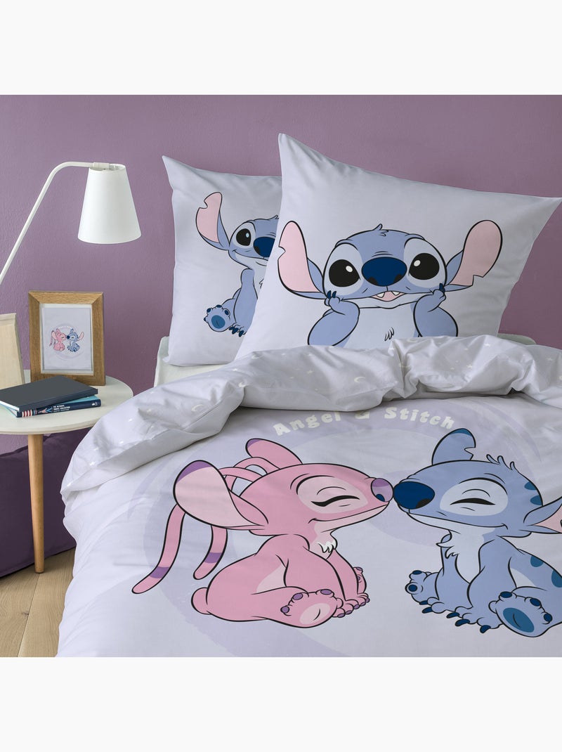Parure de lit imprimée + drap housse 100% coton, DISNEY HOME STITCH HAPPY Violet - Kiabi