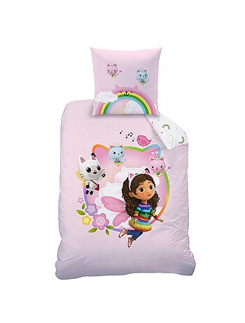 Parure de lit imprimée + drap housse 100% coton, GABBY ET LA MAISON MAGIQUE GARDEN