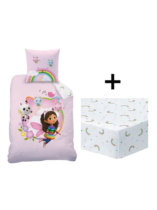 Parure de lit imprimée + drap housse 100% coton, GABBY ET LA MAISON MAGIQUE GARDEN - Kiabi