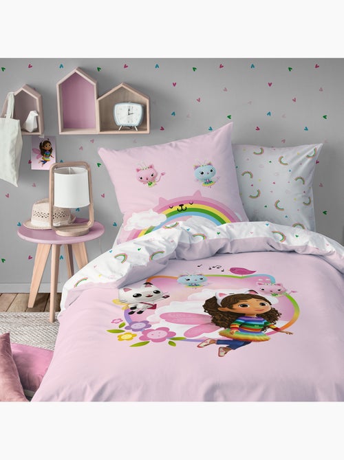 Parure de lit imprimée + drap housse 100% coton, GABBY ET LA MAISON MAGIQUE GARDEN - Kiabi