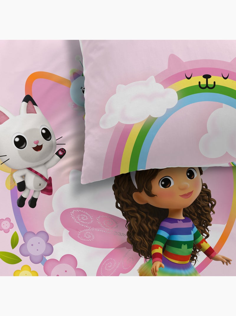 Parure de lit imprimée + drap housse 100% coton, GABBY ET LA MAISON MAGIQUE GARDEN Rose - Kiabi