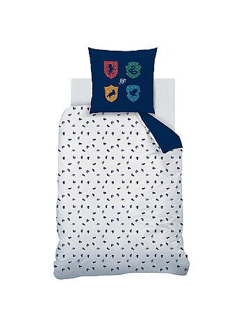Parure de lit imprimée + drap housse 100% coton, HARRY POTTER BLASON
