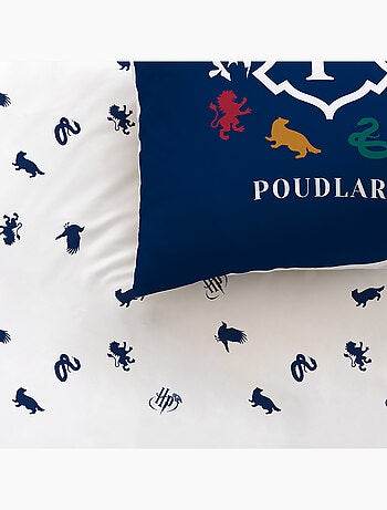 Parure de lit imprimée + drap housse 100% coton, HARRY POTTER BLASON