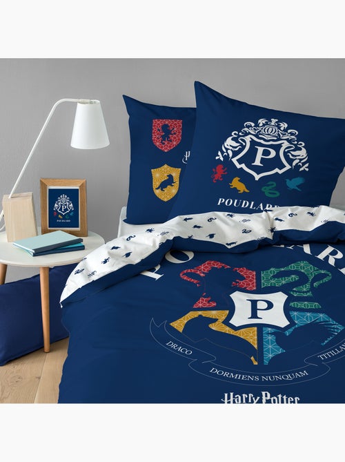 Parure de lit imprimée + drap housse 100% coton, HARRY POTTER BLASON - Kiabi