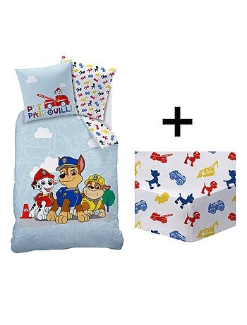 Parure de lit imprimée + drap housse 100% coton, PAT PATROUILLE PATBOY