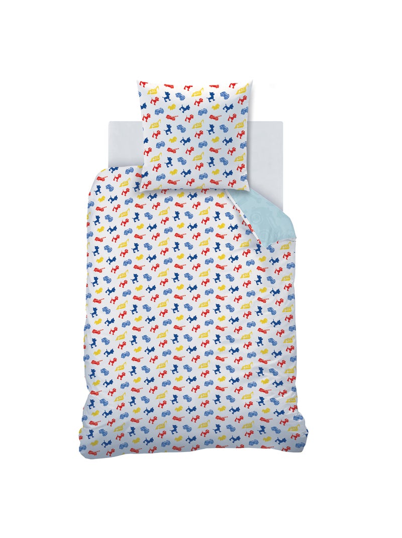 Parure de lit imprimée + drap housse 100% coton, PAT PATROUILLE PATBOY Bleu - Kiabi