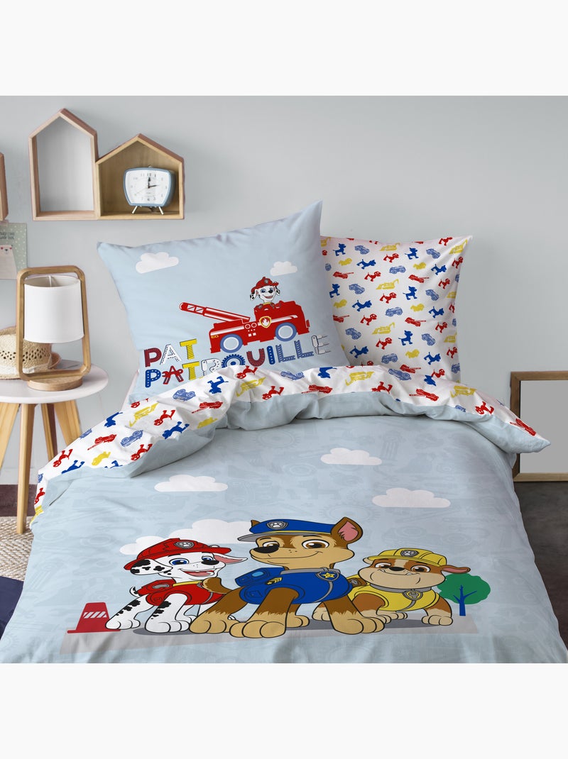 Parure de lit imprimée + drap housse 100% coton, PAT PATROUILLE PATBOY Bleu - Kiabi