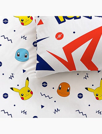 Parure de lit imprimée + drap housse 100% coton, POKEMON ZIGGY