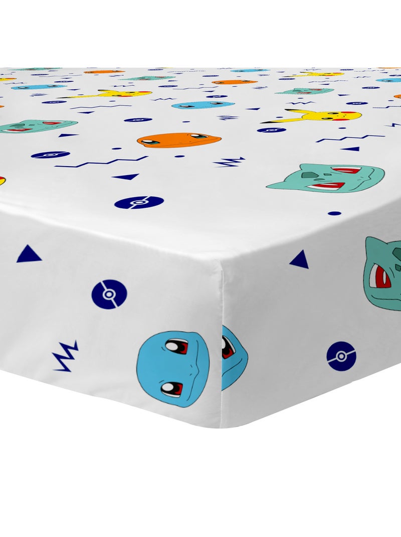 Parure de lit imprimée + drap housse 100% coton, POKEMON ZIGGY Blanc - Kiabi