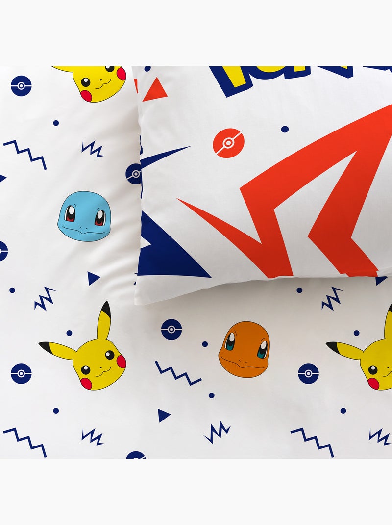 Parure de lit imprimée + drap housse 100% coton, POKEMON ZIGGY Blanc - Kiabi