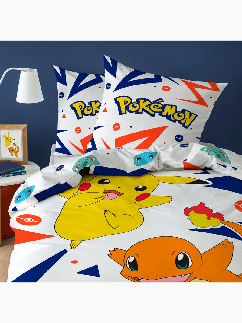 Parure de lit imprimée + drap housse 100% coton, POKEMON ZIGGY Blanc - Kiabi