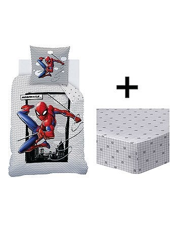 Parure de lit imprimée + drap housse 100% coton, SPIDERMAN HERO