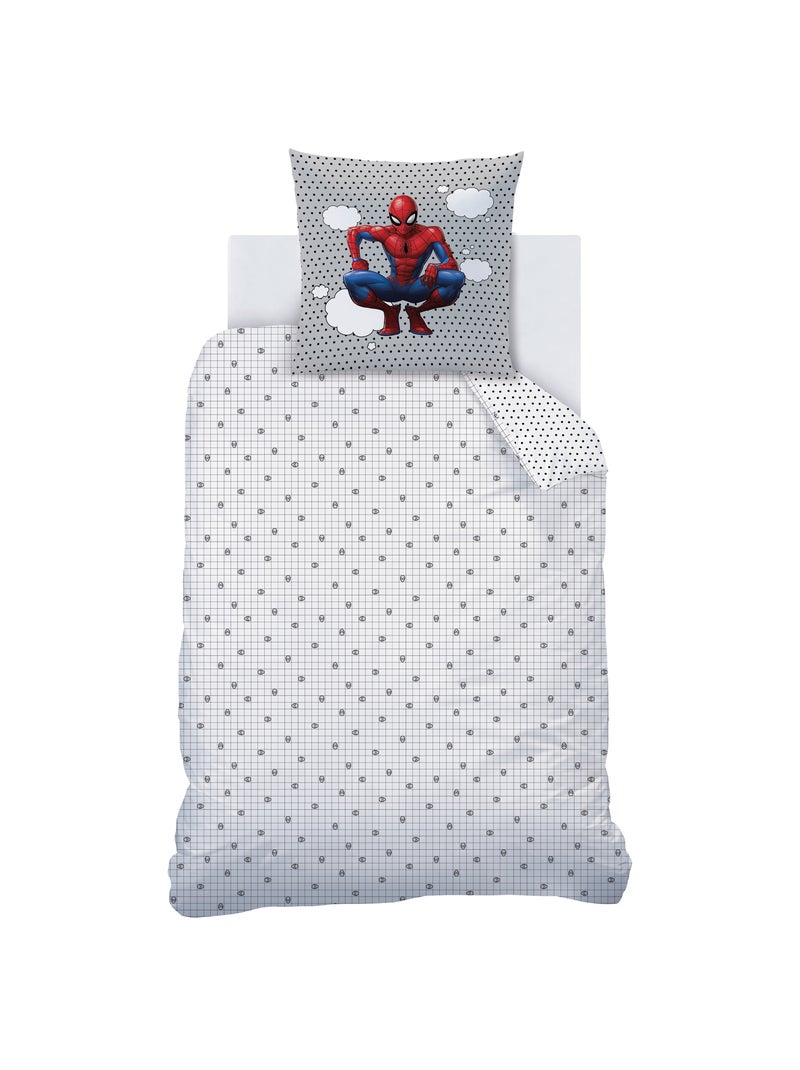 Parure de lit imprimée + drap housse 100% coton, SPIDERMAN HERO Bleu - Kiabi