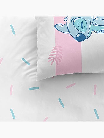 Parure de lit imprimée + drap housse 100% coton, STITCH STRIPE