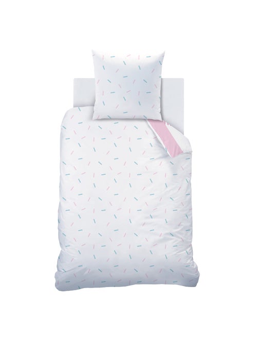 Parure de lit imprimée + drap housse 100% coton, STITCH STRIPE - Kiabi Parure de lit imprimée + drap housse 100% coton, STITCH STRIPE - Kiabi