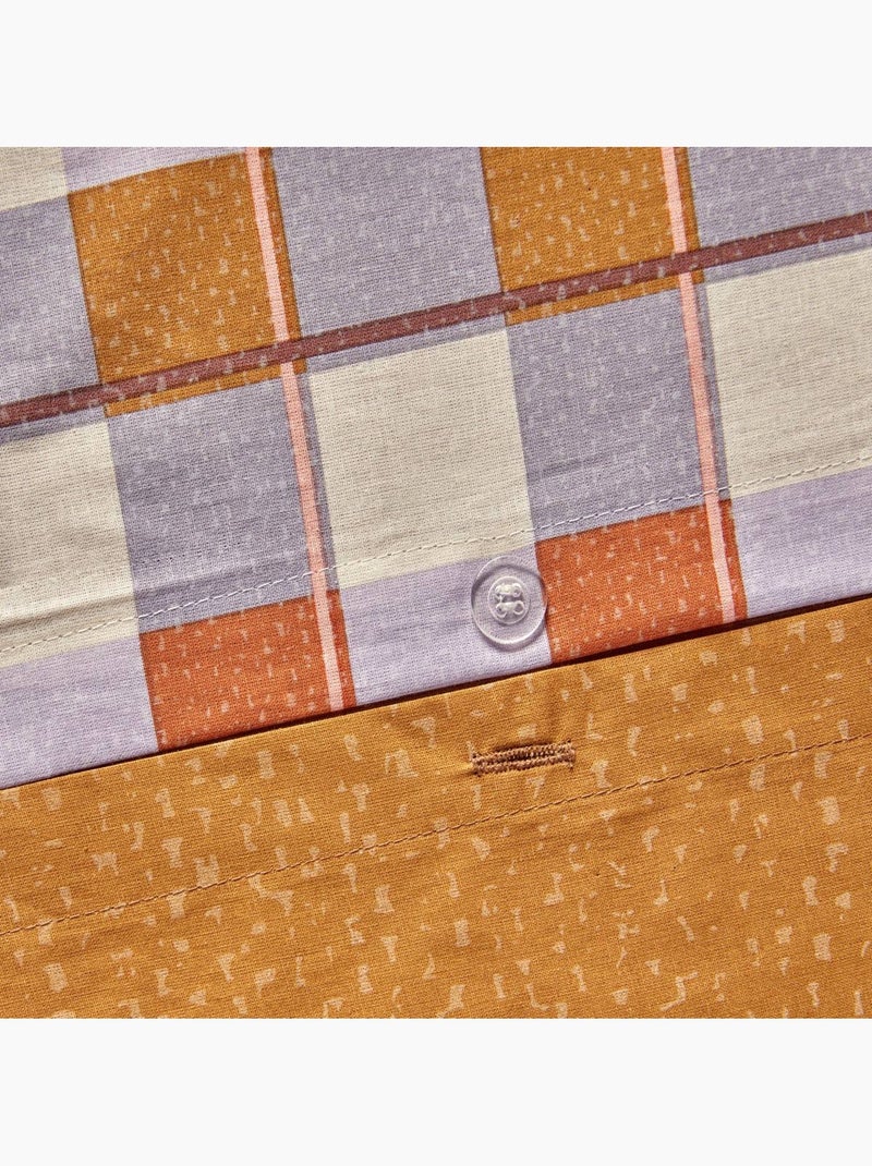 Parure de lit imprimée en coton CARREAUX MODERNES Terracotta - Kiabi