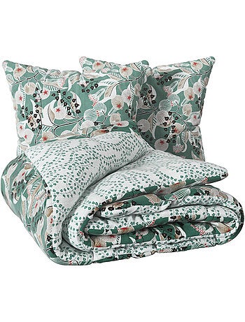 Parure de lit imprimée en coton VEGETAL MARIN