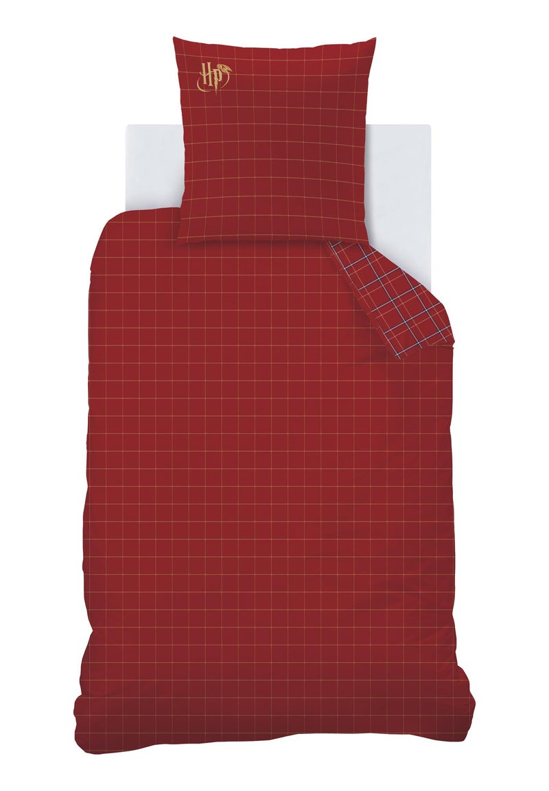 Parure de lit imprimée en flanelle de coton, HARRY POTTER TARTAN Rouge - Kiabi