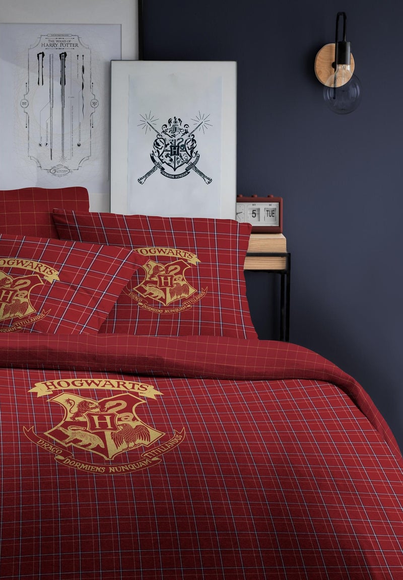 Parure de lit imprimée en flanelle de coton, HARRY POTTER TARTAN Rouge - Kiabi