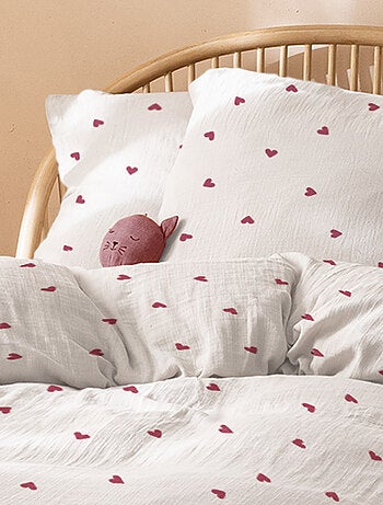 Parure de lit imprimée en gaze de coton, COEUR