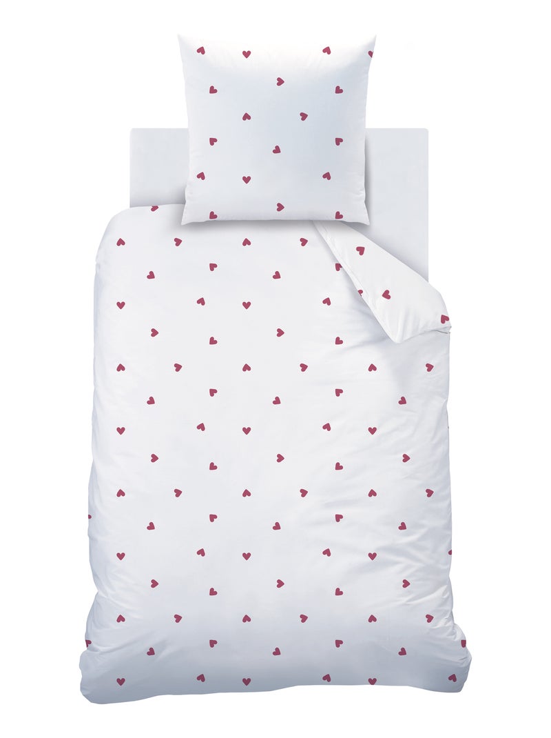 Parure de lit imprimée en gaze de coton, COEUR Blanc - Kiabi