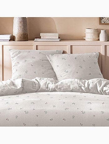 Parure de lit imprimée en gaze de coton, fleurettes