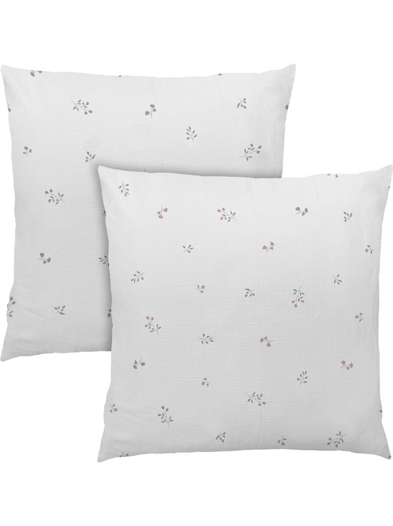 Parure de lit imprimée en gaze de coton, fleurettes Blanc - Kiabi