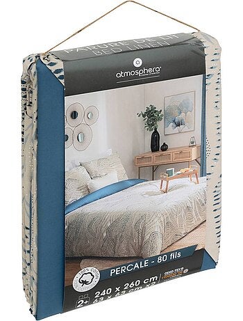 Parure de lit imprimée en percale de coton ILYAN