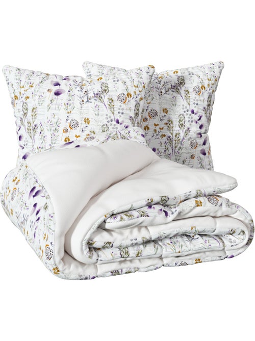 Parure de lit imprimée en polycoton aspect gaufré FLORAL - Kiabi