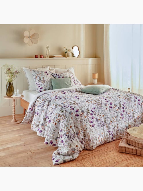 Parure de lit imprimée en polycoton aspect gaufré FLORAL - Kiabi