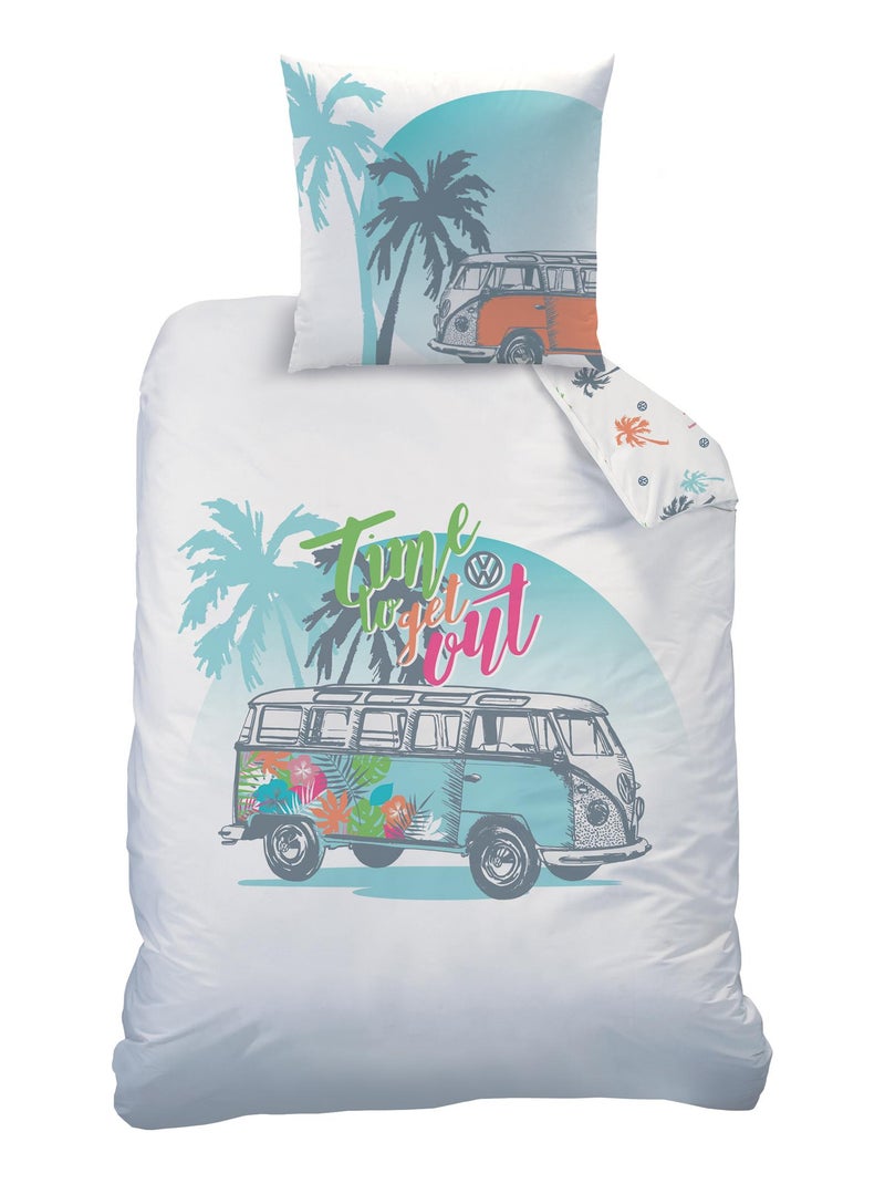 Parure de lit imprimée en polycoton, VOLKSWAGEN PARADISE Blanc - Kiabi